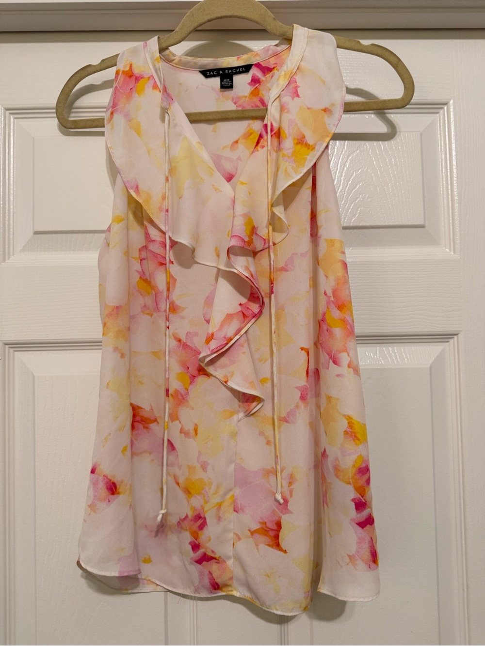 Zac & Rachel Pink and Yellow Floral Ruffle Camisole